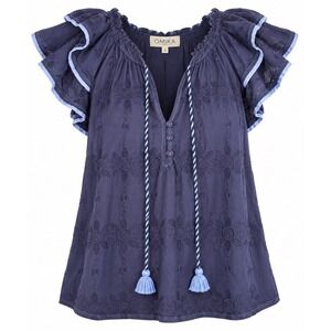 Omika Wilora Blouse S Embroidered Boho Coastal Cowgirl Romantic Flutter Sleeve